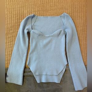 Forever 21 Ribbed Light Blue Tight Long Sleeve